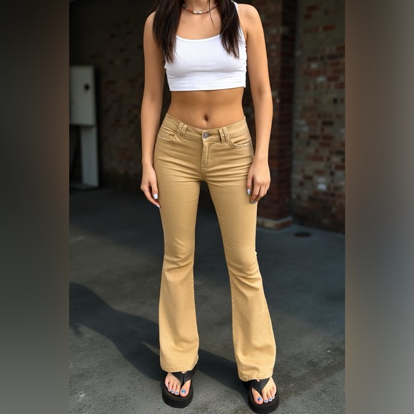 7 For All Mankind Rocker Jeans 26 Ultra Low Rise Bootcut Flare Y2K Made in USA - Picture 1 of 15